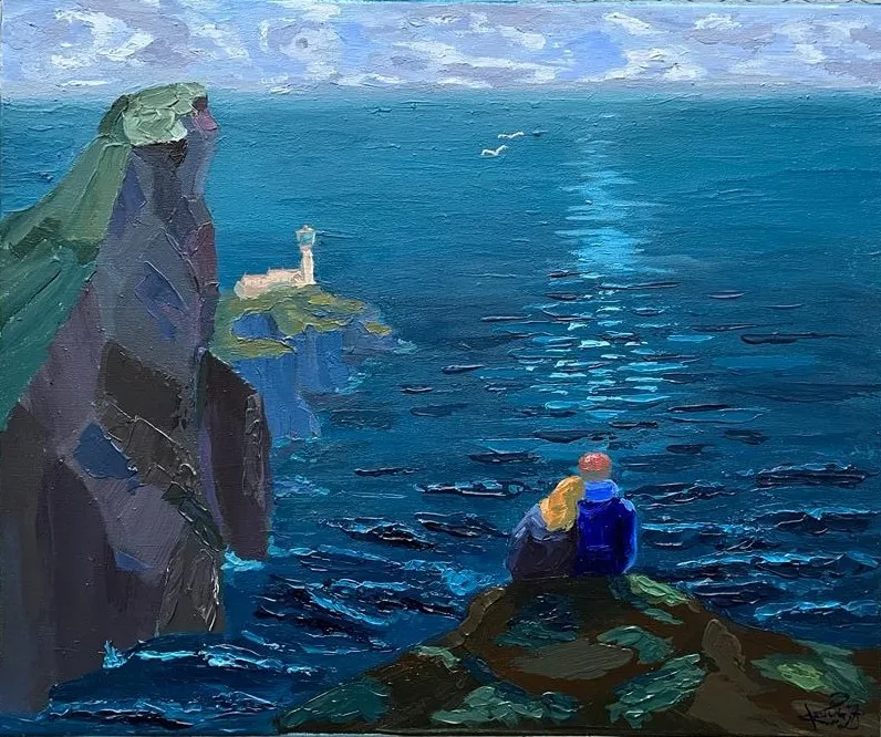 Seascape of couple